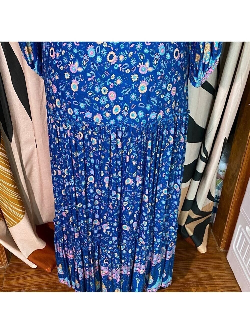 Bohemian Blue Floral Long Sleeve Dress - Picture 8 of 12